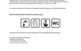 Wodociag Czarnk&oacute;w  informacja o  przydatności wody do spożycia (1)