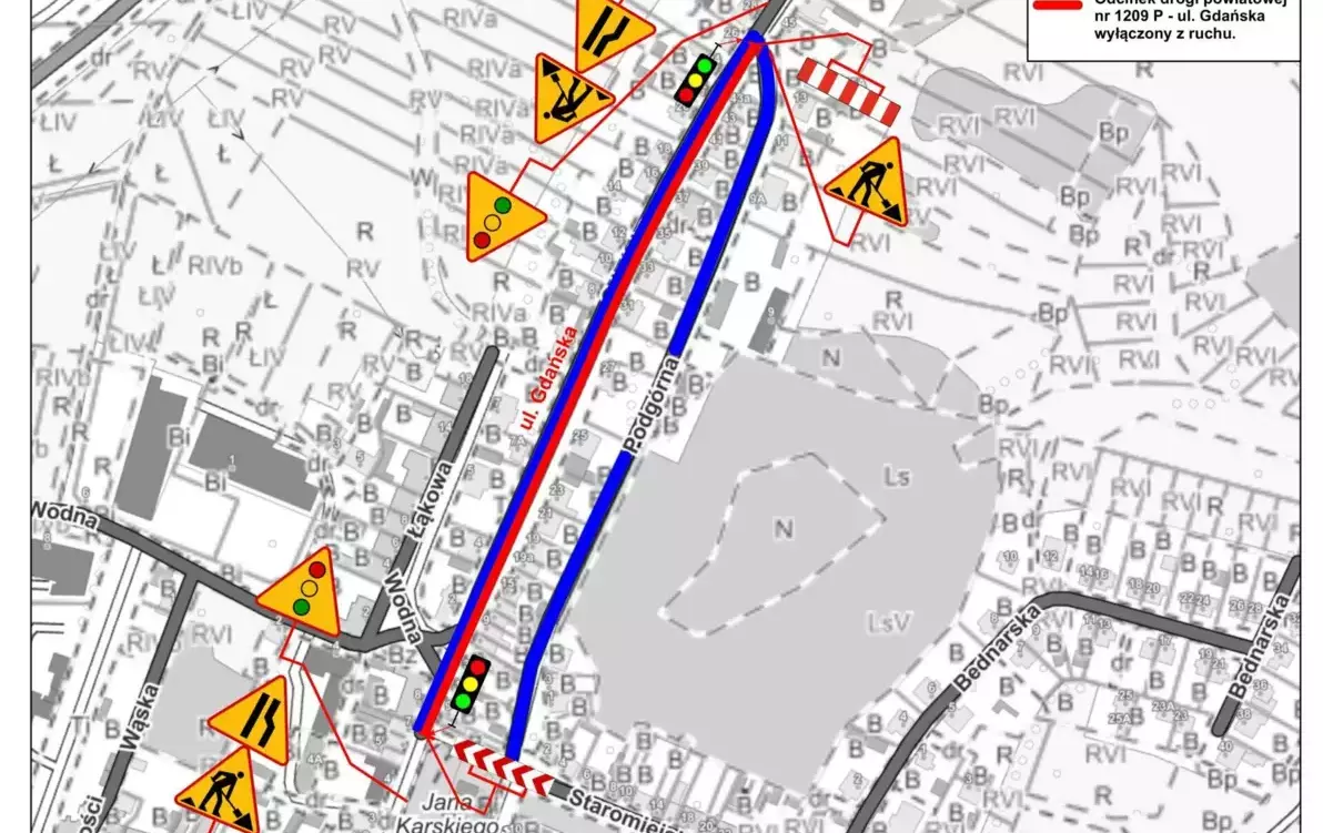 Zdjęcie do Tymczasowa organizacja ruchu w związku z rozbudową ul. Gdańskiej w Czarnkowie