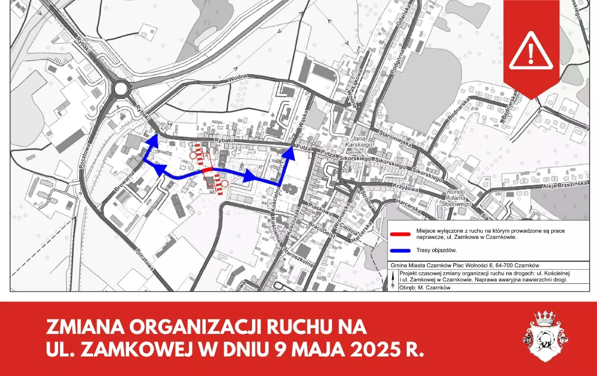 Zdjęcie do Zmiana organizacji ruchu na ul. Zamkowej w dniu 9 maja 2025 r.