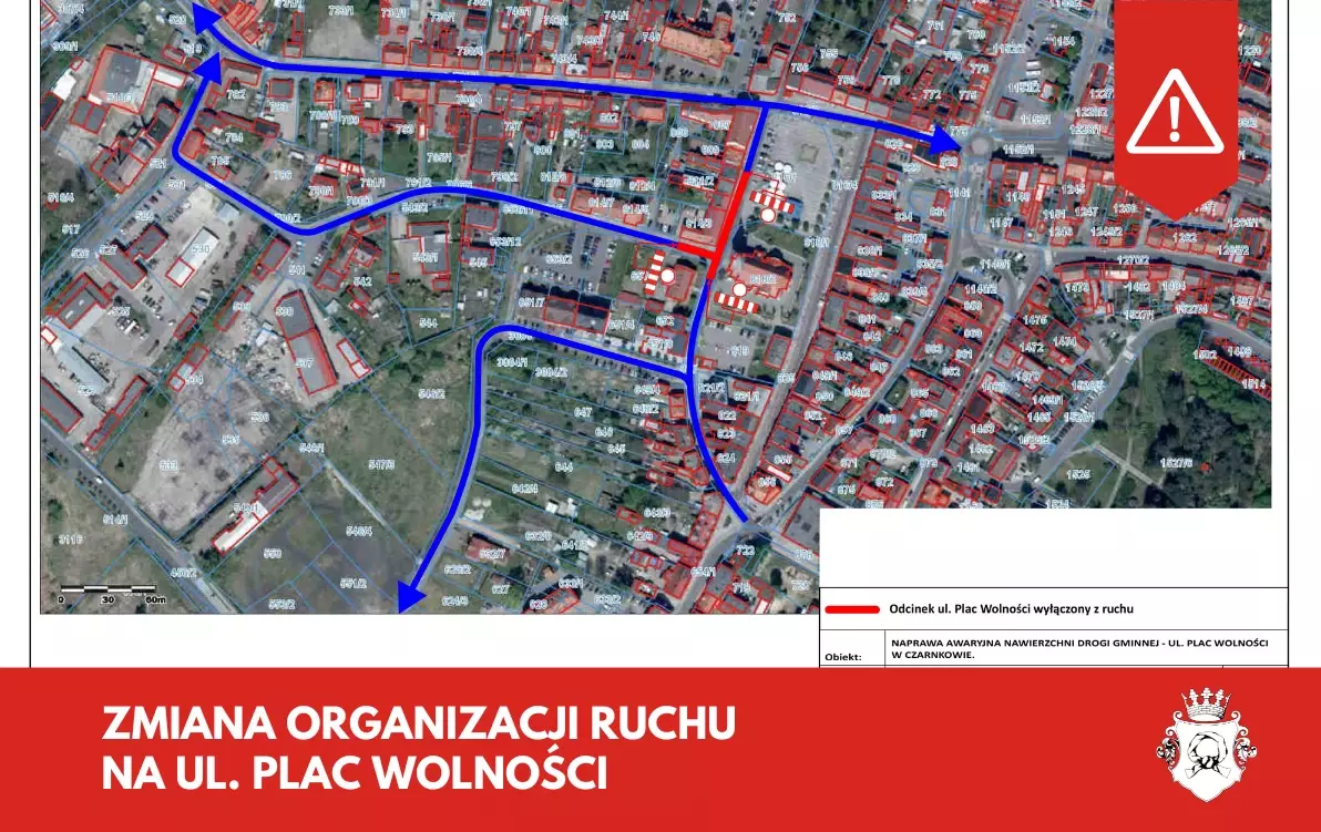 Zdjęcie do Zmiana organizacji ruchu na ul. Placu Wolności w Czarnkowie