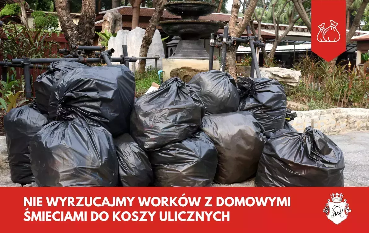 Zdjęcie do Nie wyrzucajmy work&oacute;w z domowymi śmieciami do koszy ulicznych