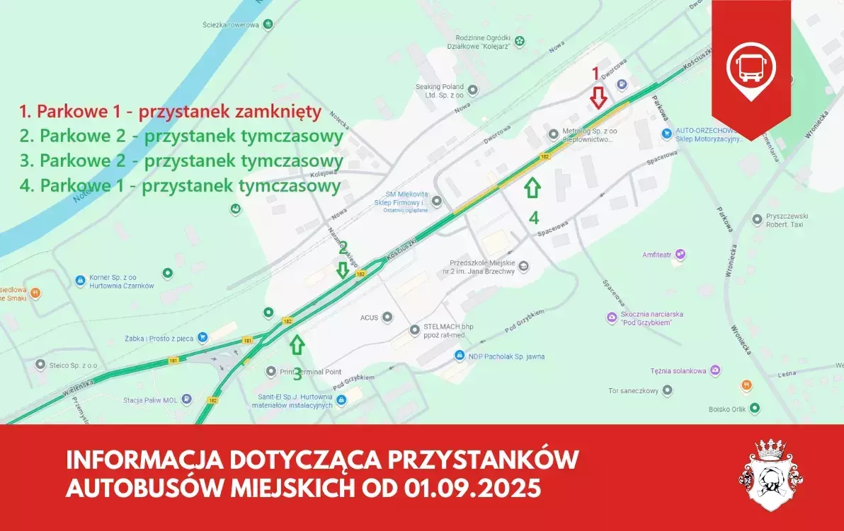 Zdjęcie do Informacja dotycząca przystank&oacute;w autobus&oacute;w miejskich od 01.09.2025