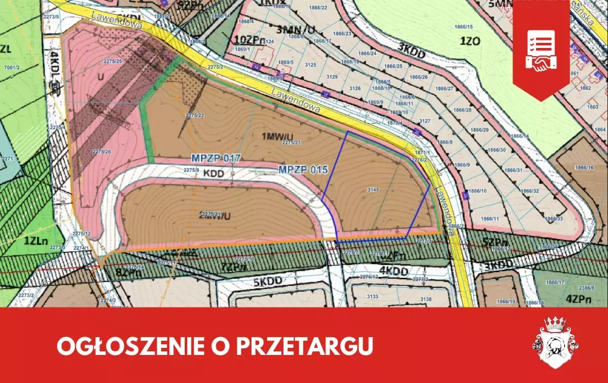 Zdjęcie do Przetarg ustny nieograniczony na sprzedaż prawa własności nieruchomości niezabudowanej, oznaczonej nr działki 3145, położonej przy ul. Lawendowej w Czarnkowie