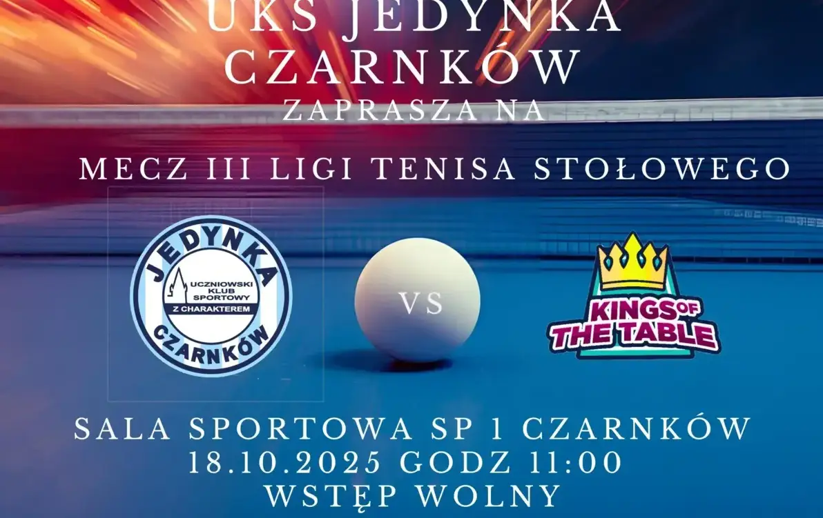 Zdjęcie do Mecz 3. ligi tenisa stołowego w Czarnkowie