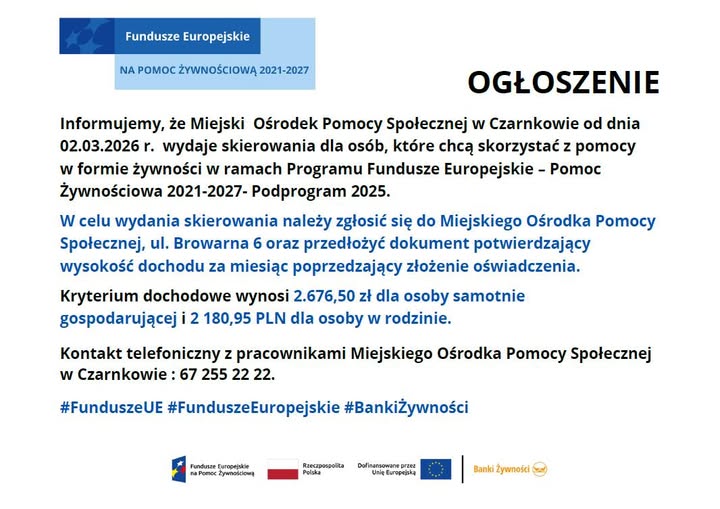 Zdjęcie do Pomoc żywnościowa w Czarnkowie