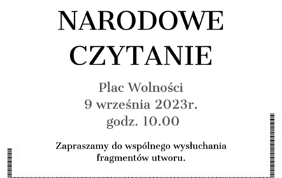 Zdjęcie do Narodowe Czytanie - 09.09.2023.