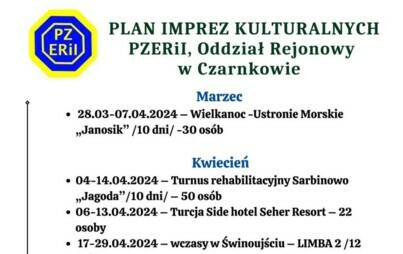 Zdjęcie do PLAN IMPREZ KULTURALNYCH- POLSKI ZWIĄZEK EMERYT&Oacute;W, RENCIST&Oacute;W i INWALID&Oacute;W, ODDZIAŁ REJONOWY W CZARNKOWIE