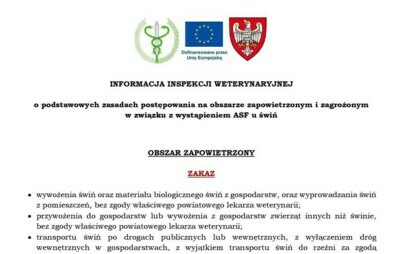 Zdjęcie do INFORMACJA INSPEKCJI WETERYNARYJNEJ o podstawowych zasadach postępowania na obszarze zapowietrzonym i zagrożonym w związku z wystąpieniem ASF u świń