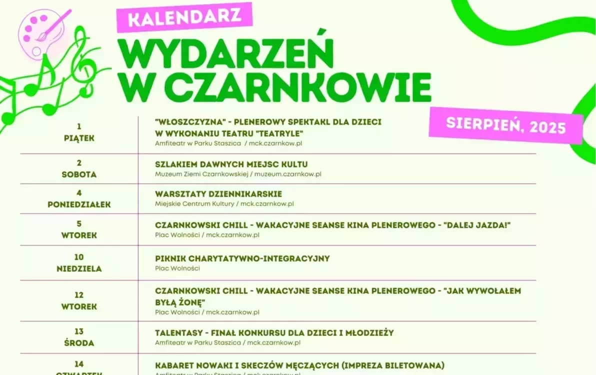 Zdjęcie do Kalendarz wydarzeń &ndash; sierpień 2025