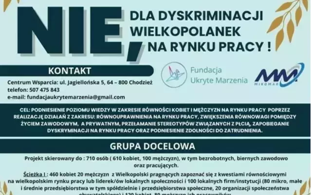 Zdjęcie do Nie dla dyskryminacji Wielkopolanek na rynku pracy