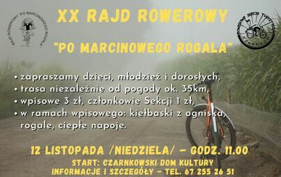 Zdjęcie do XX RAJD ROWEROWY "PO MARCINOWEGO ROGALA"