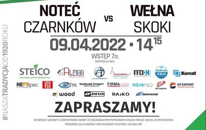 Zdjęcie do Mecz piłki nożnej: NOTEĆ CZARNK&Oacute;W vs WEŁNA SKOKI
