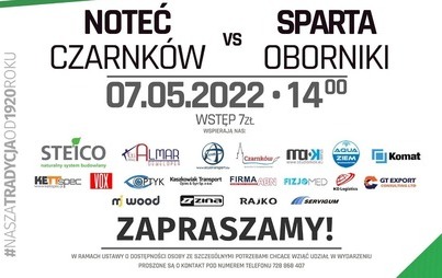 Zdjęcie do Mecz piłki nożnej: MKS Noteć Czarnk&oacute;w - MKS Sparta Oborniki