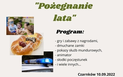 Zdjęcie do "Pożegnanie lata" na Placu Wolności w Czarnkowie - 10.09.2022. godz. 11:00 - 14:00